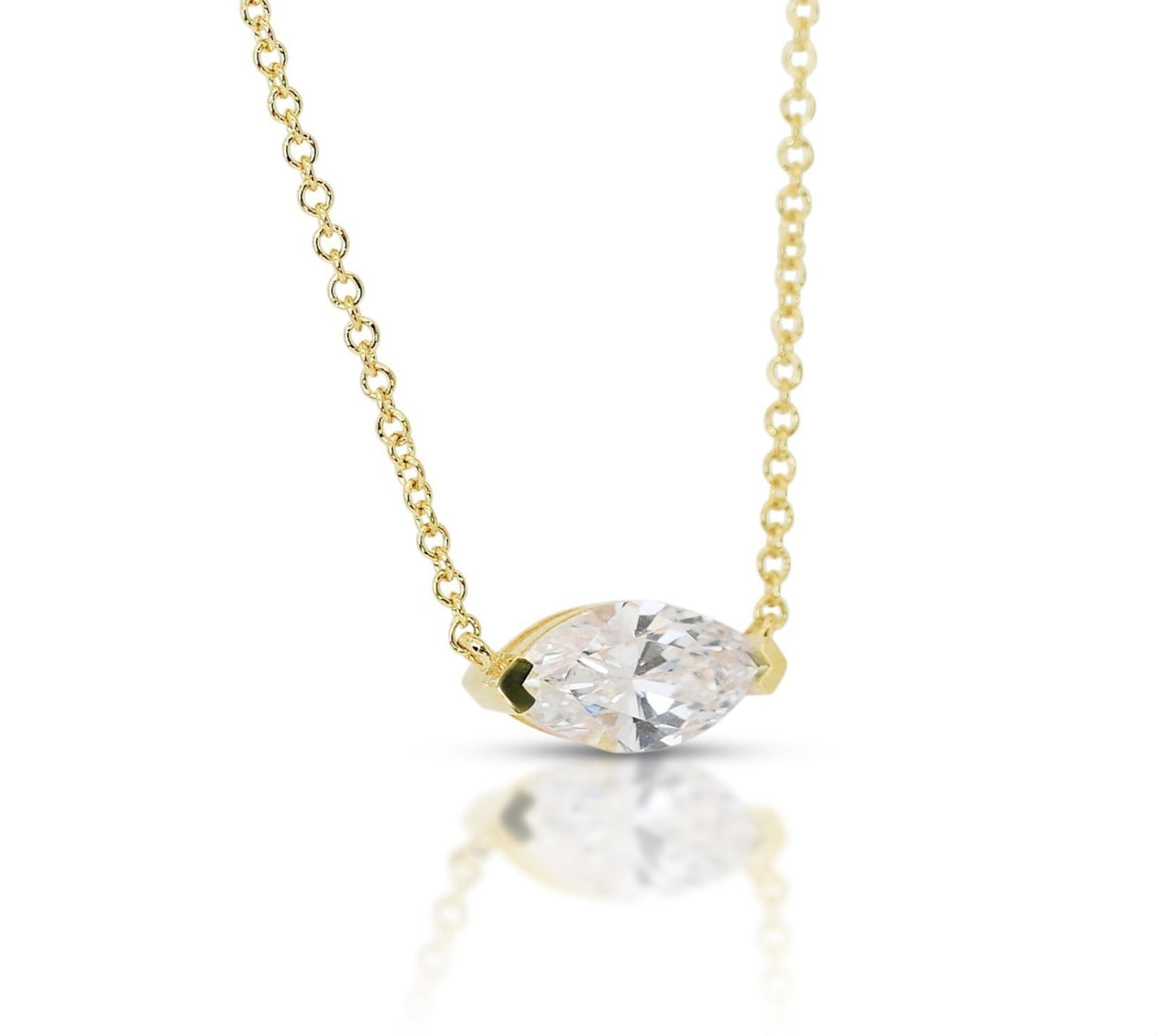 Collana punto luce in oro e diamante naturale marquise 0.50ct