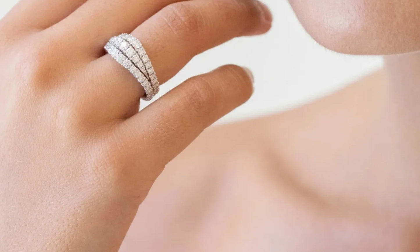 Anello riviera in oro bianco 18k con diamanti naturali 2.00 ct