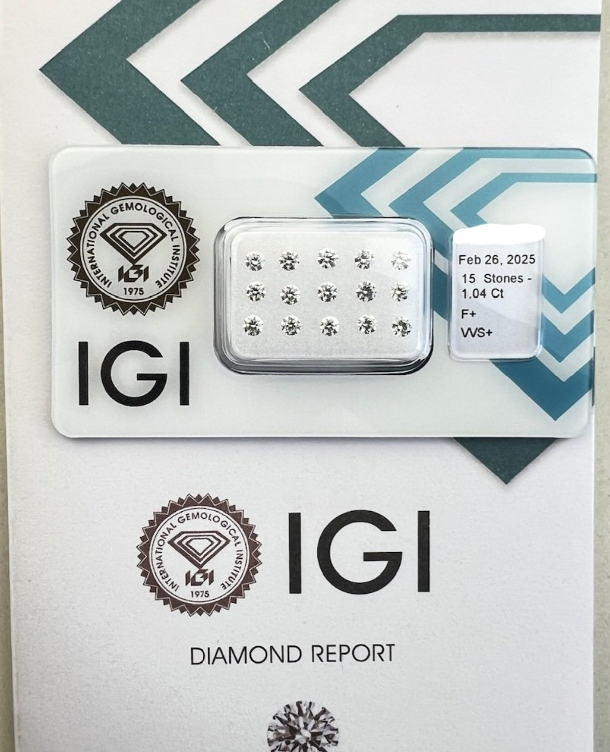 15 pezzi diamanti naturali certificato IGI 1.04ct