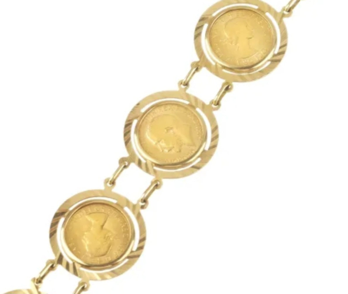 Bracciale in oro giallo con 7 sterline oro 22k