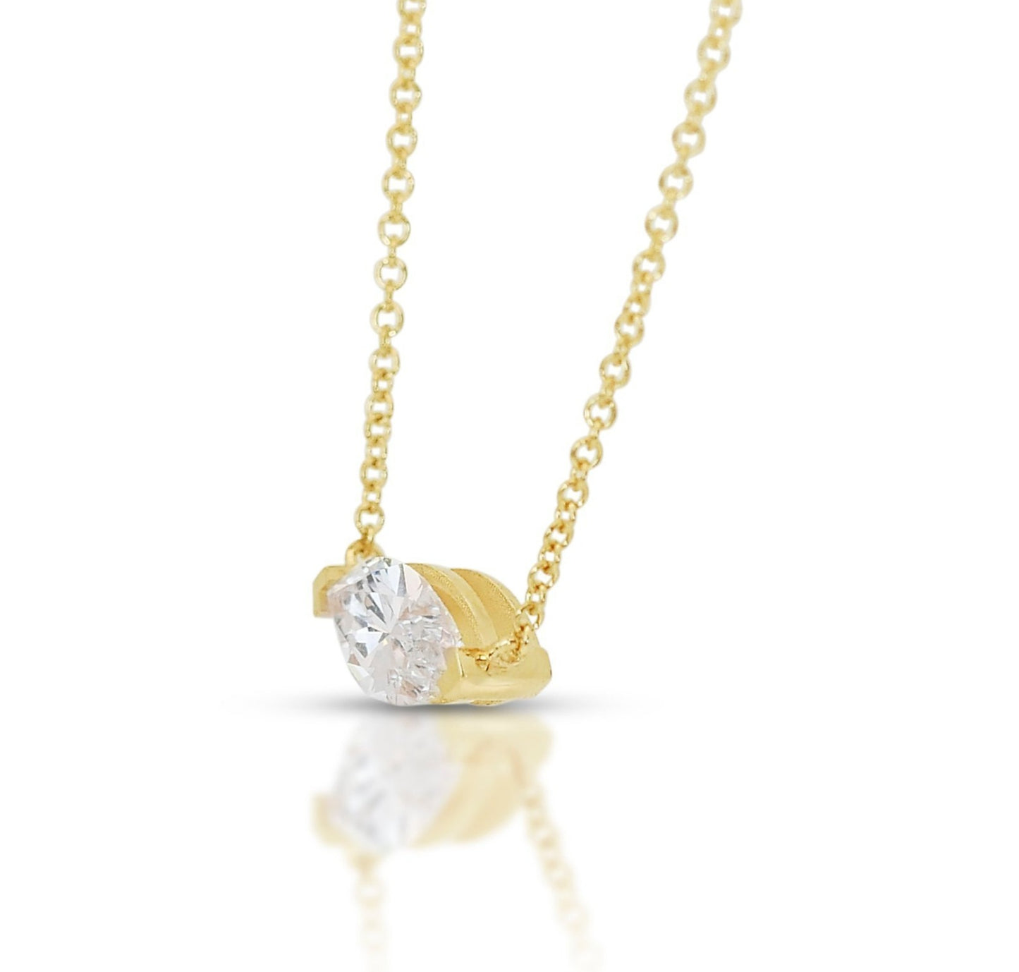 Collana punto luce in oro e diamante naturale marquise 0.50ct