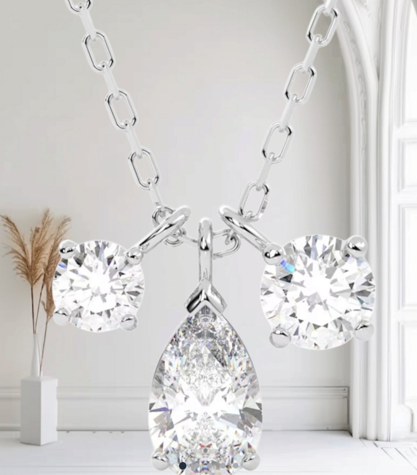 Copia di Collana trilogy in oro bianco 18k con diamanti naturali 0.59ct