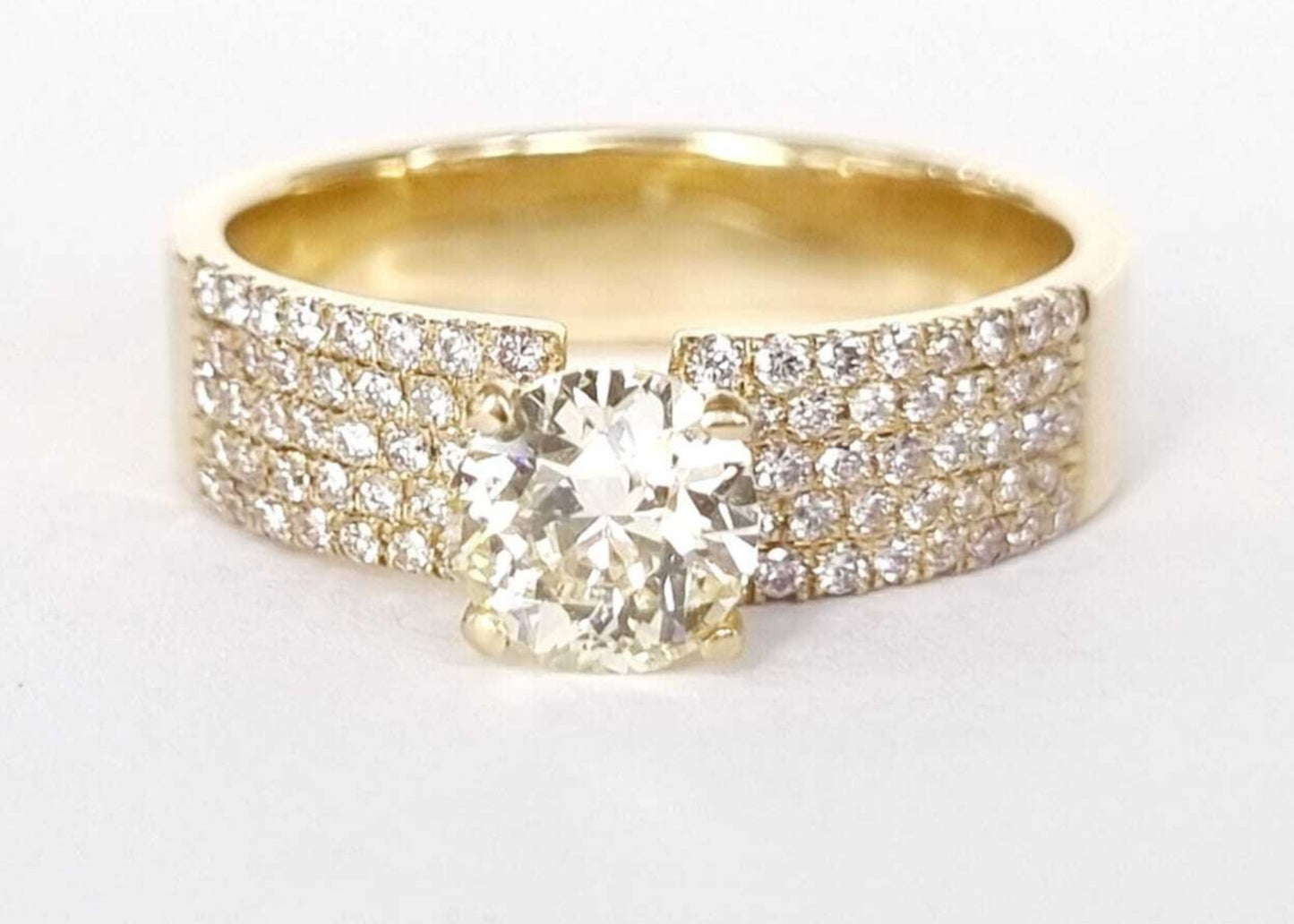 Anello solitario in oro giallo 18k e diamanti naturali 1.15ct