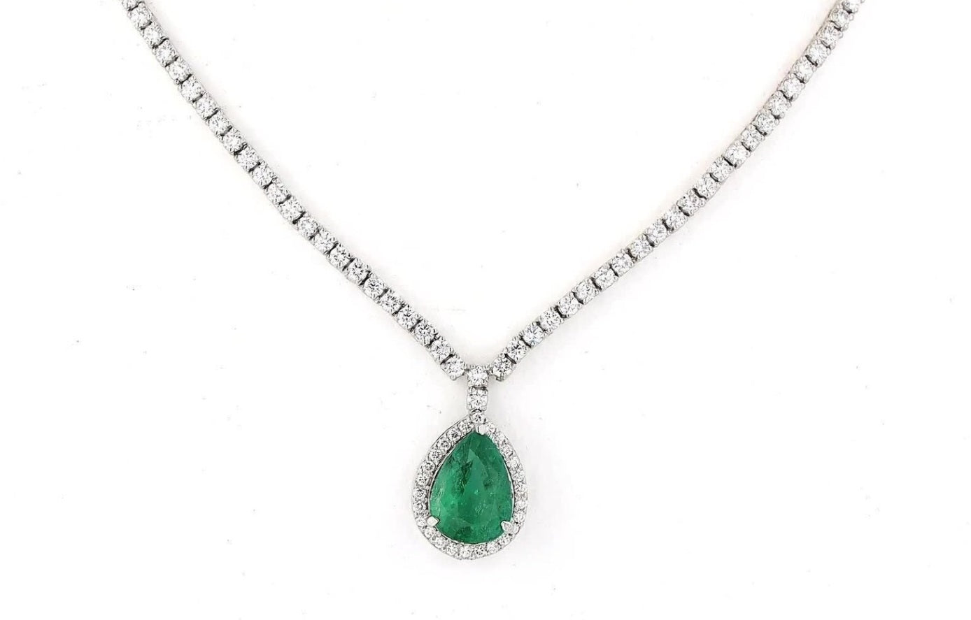 Collana tennis in oro e smeraldo e diamanti naturali 8.44 ct
