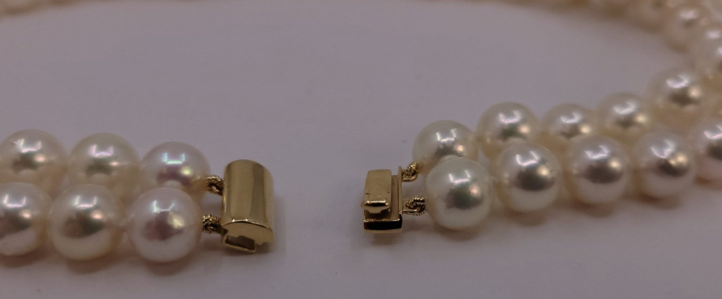 Collana in oro 18k e perle naturale akoya 9mm