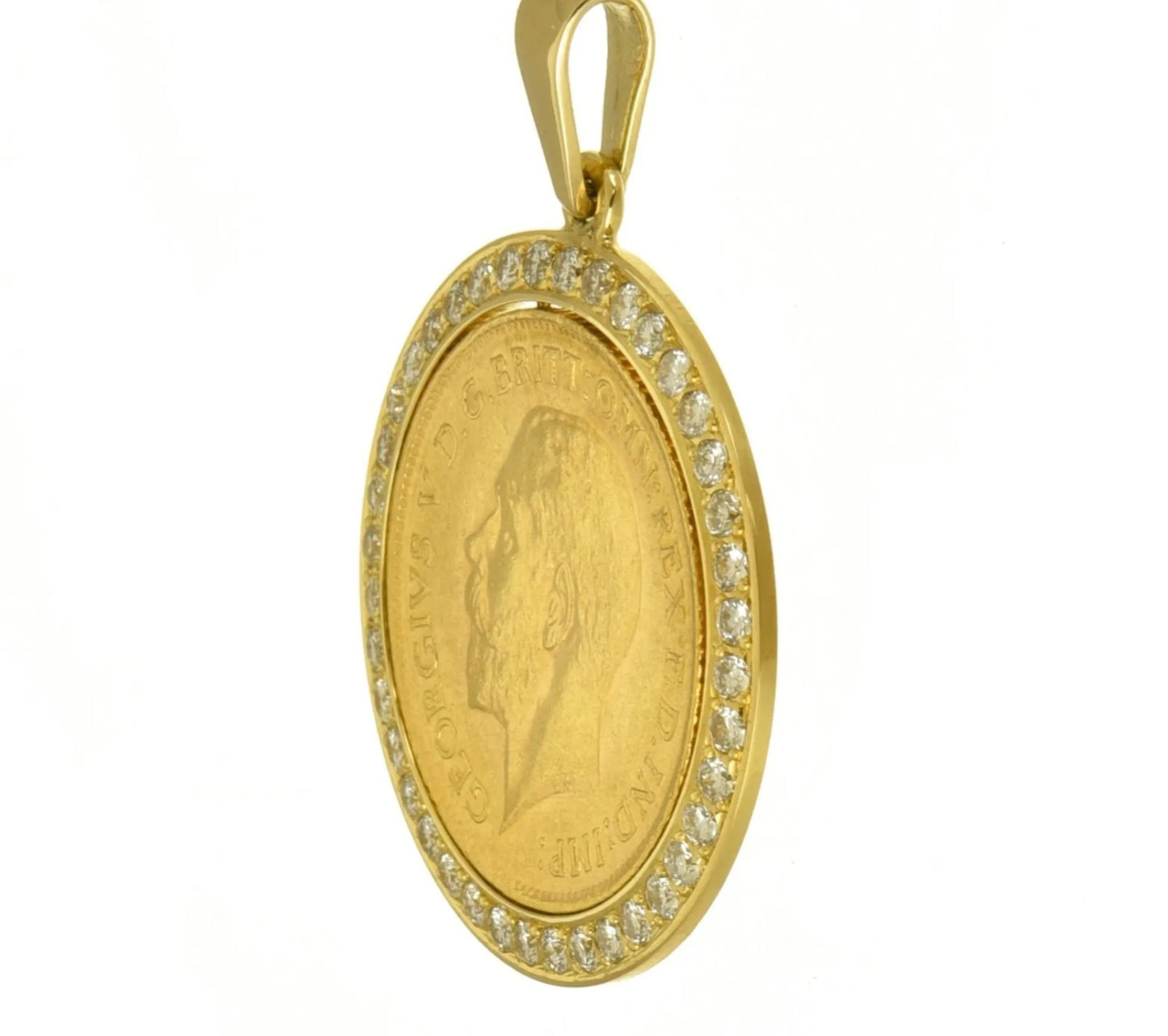 Ciondolo a moneta Sterlina 18 carati Oro giallo Diamante (Naturale)