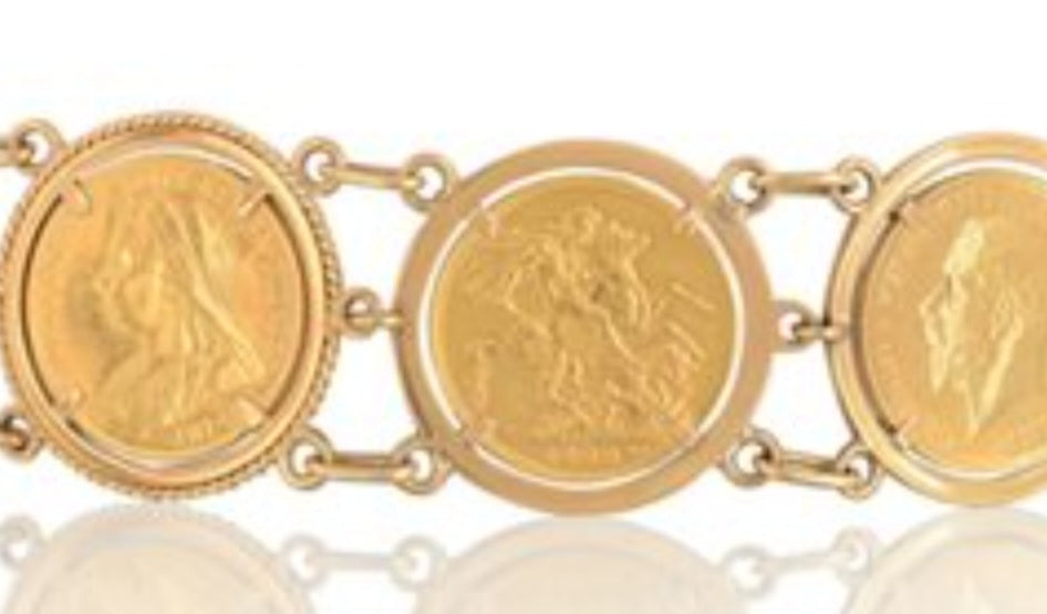 Bracciale in oro giallo con 7 sterline oro 22k