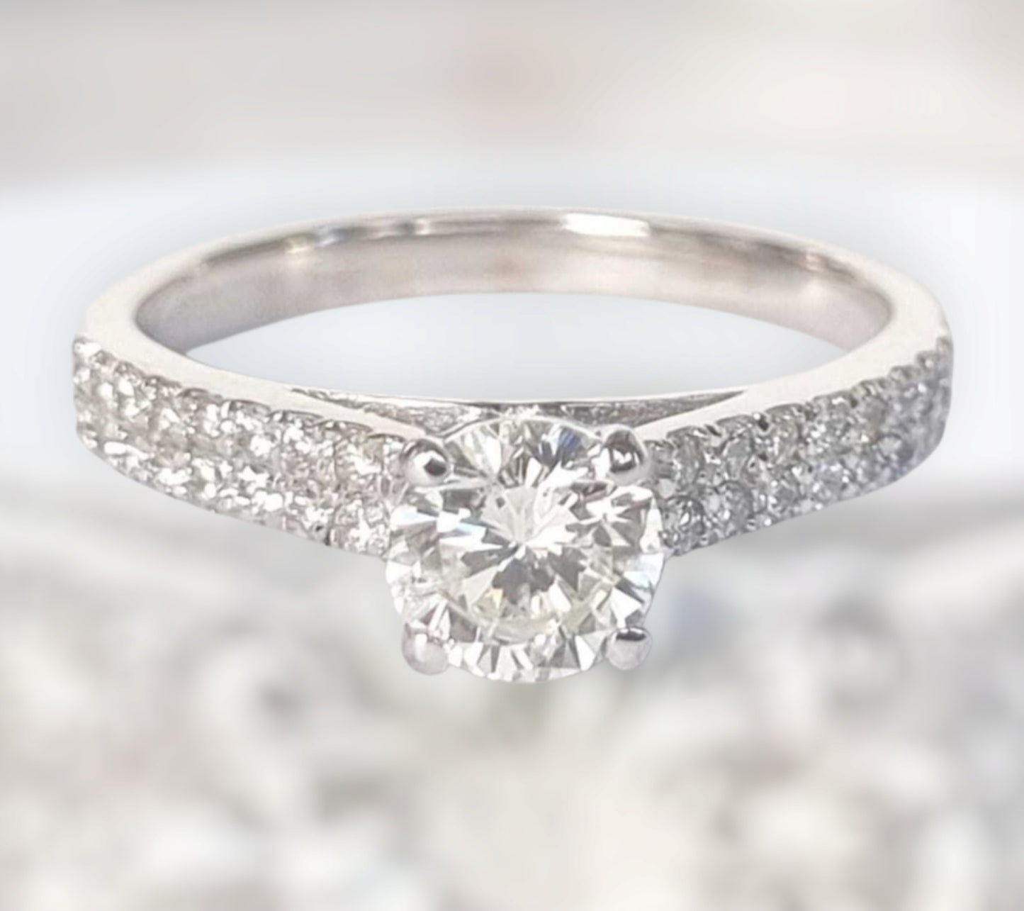 Anello di fidanzamento - 18 carati Oro bianco - 1.01ct. tw. Diamante (Naturale)