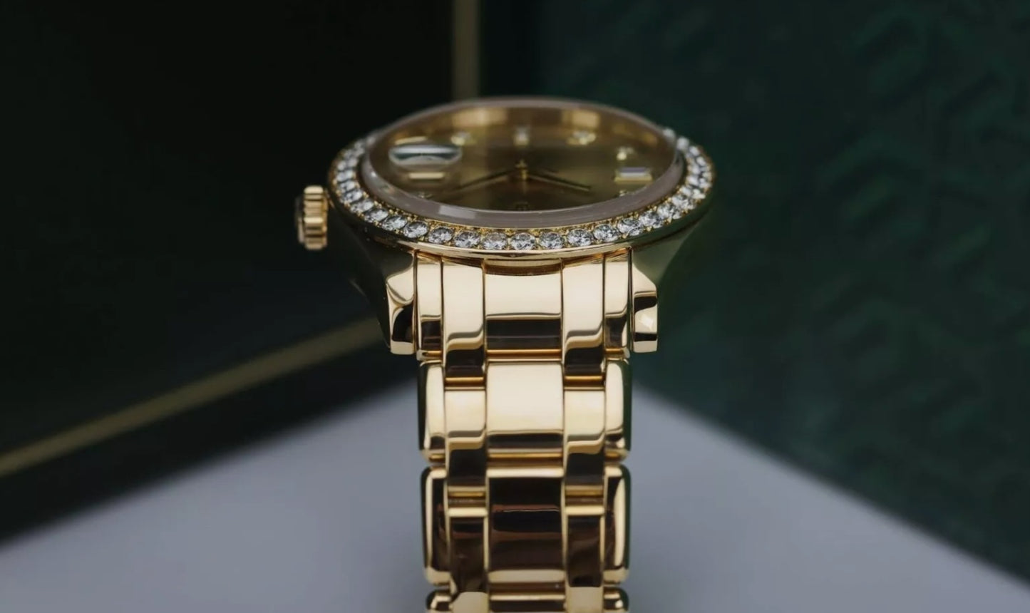 Rolex Day Date, 18348, 36mm 1993 Silver Myriad Diamond