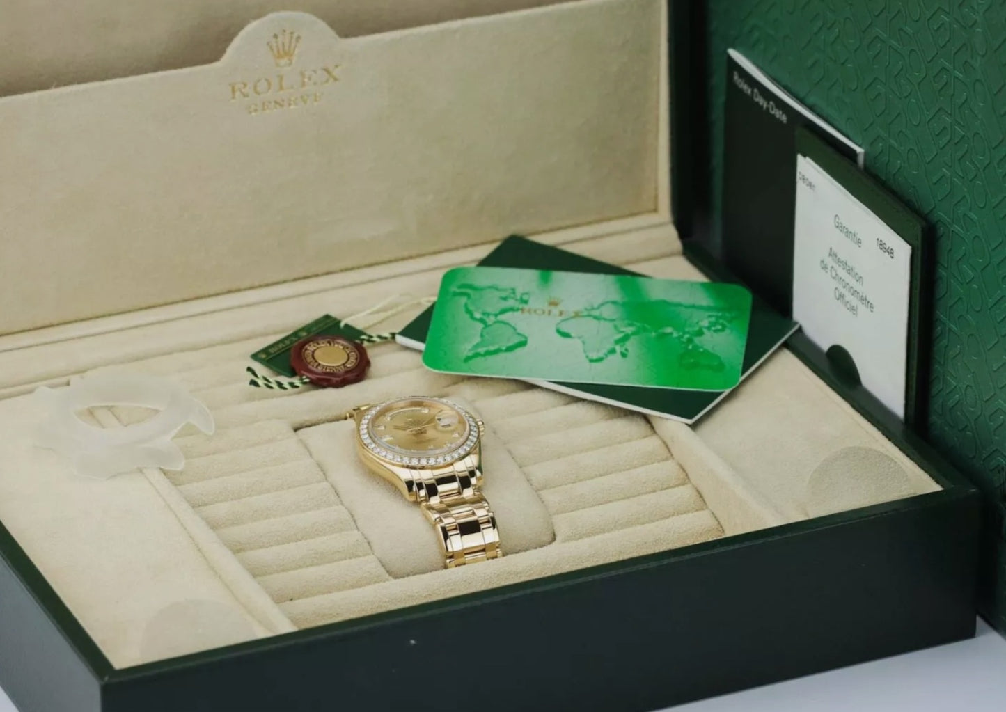 Rolex Day Date, 18348, 36mm 1993 Silver Myriad Diamond