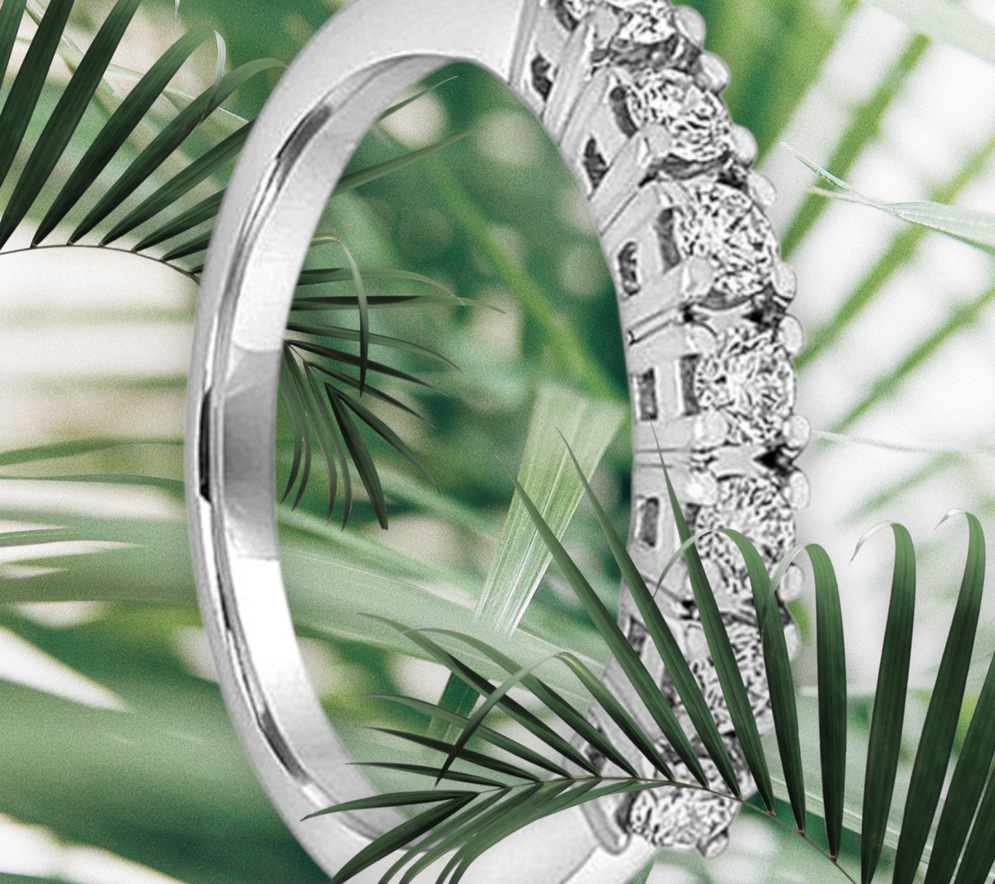 Anello riviera in oro bianco 18k con diamanti naturali 0.56ct