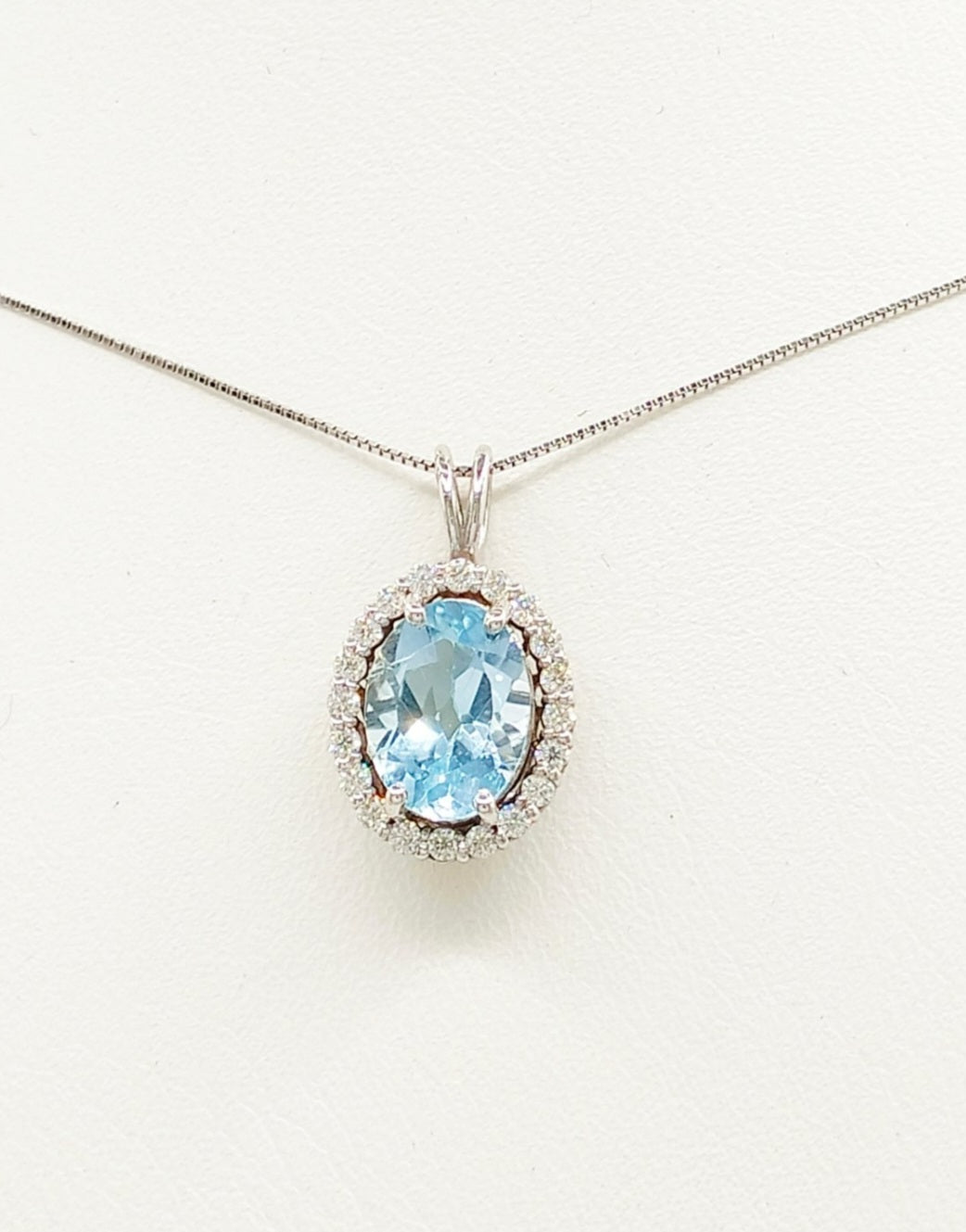 Collana - oro 18 carati Oro bianco Acquamarina - Diamante