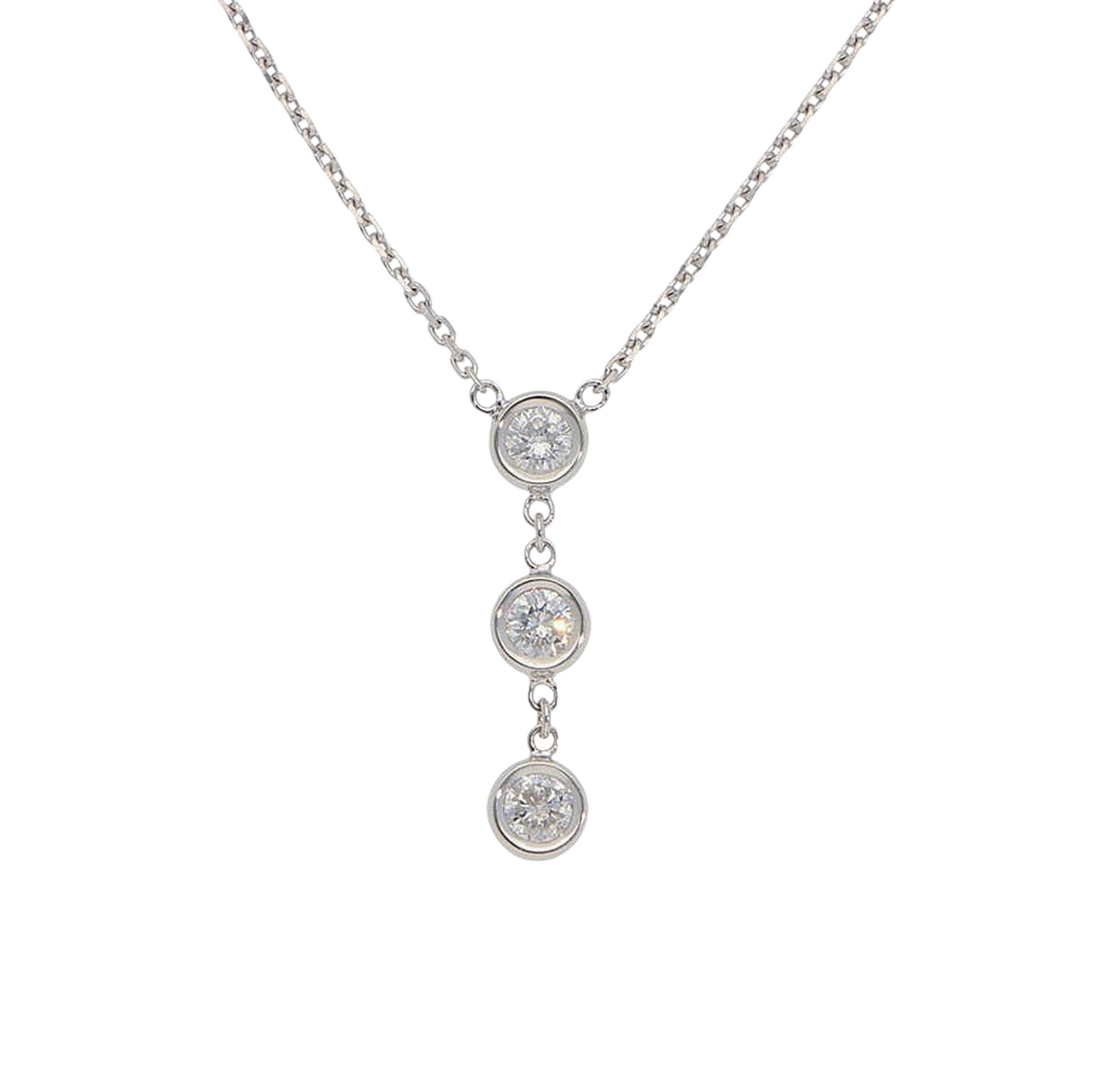 Collana trilogy in oro bianco 18k con diamanti naturali 0.45ct