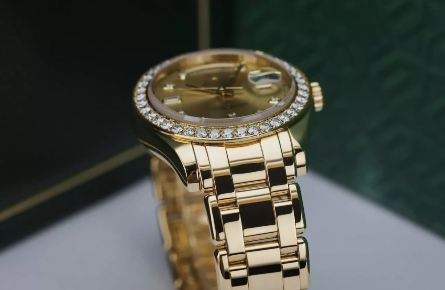 Rolex Day Date, 18348, 36mm 1993 Silver Myriad Diamond