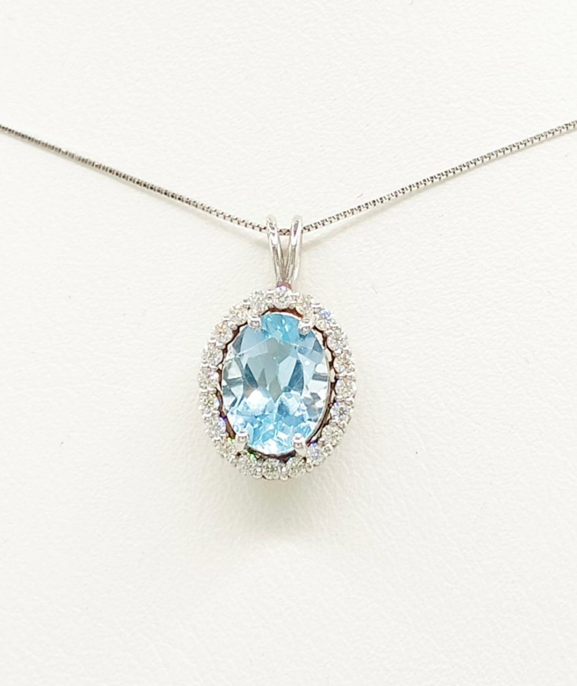 Collana - oro 18 carati Oro bianco Acquamarina - Diamante