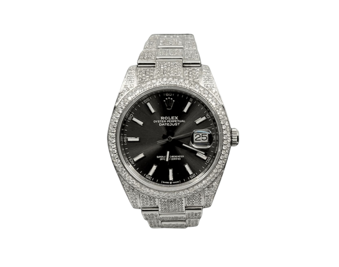 Rolex Datejust 41 - New 2021 - 126300 - Full Iced out - Diamonds - Slate Grey Di