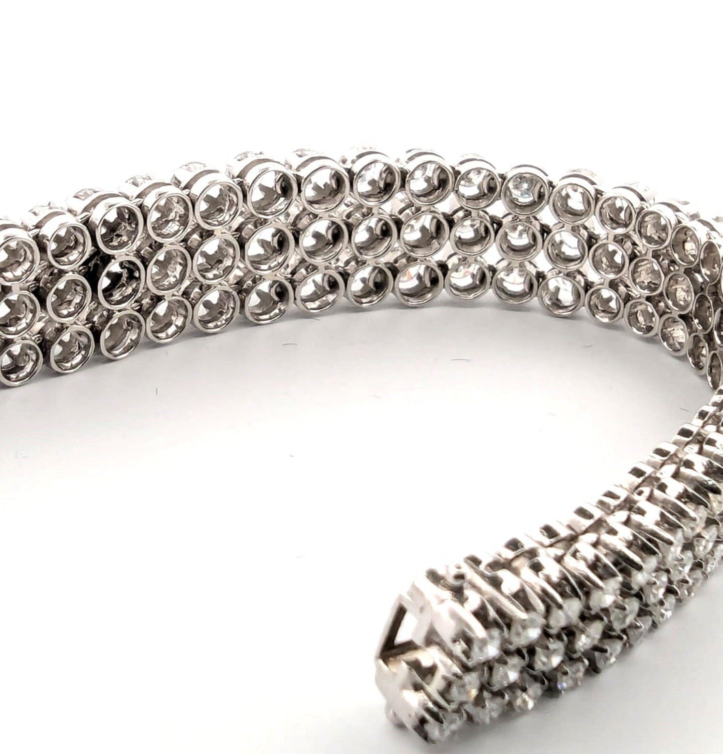 Bracciale Tennis - 18 carati Oro bianco, 18 ct Diamante (Naturale)