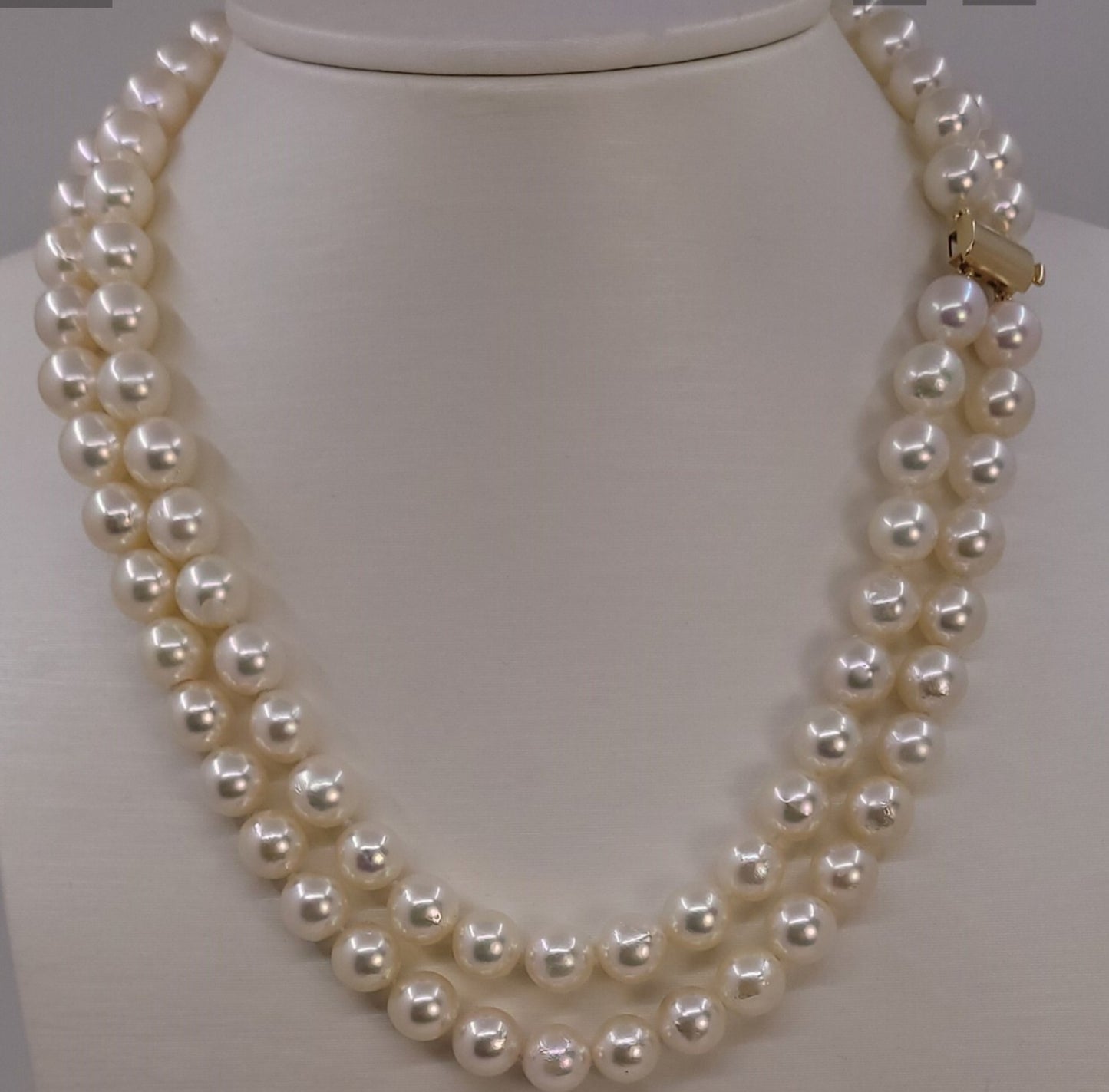 Collana in oro 18k e perle naturale akoya 9mm