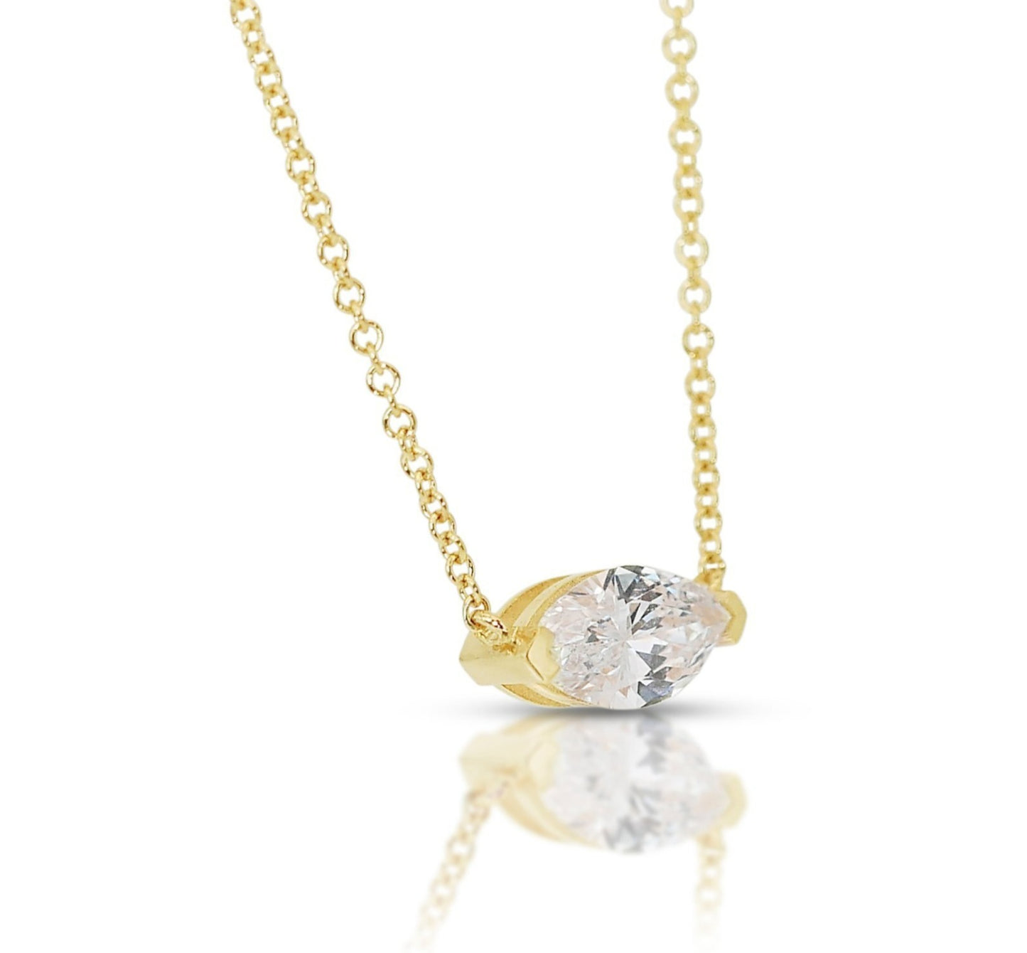 Collana punto luce in oro e diamante naturale marquise 0.50ct