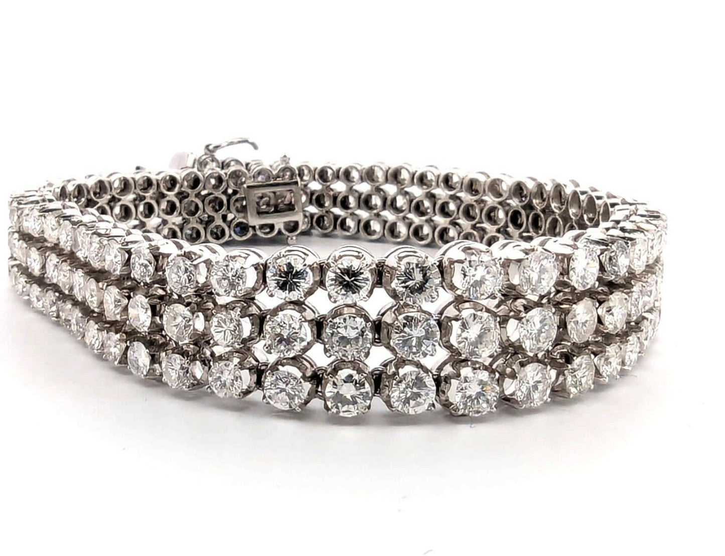 Bracciale Tennis - 18 carati Oro bianco, 18 ct Diamante (Naturale)