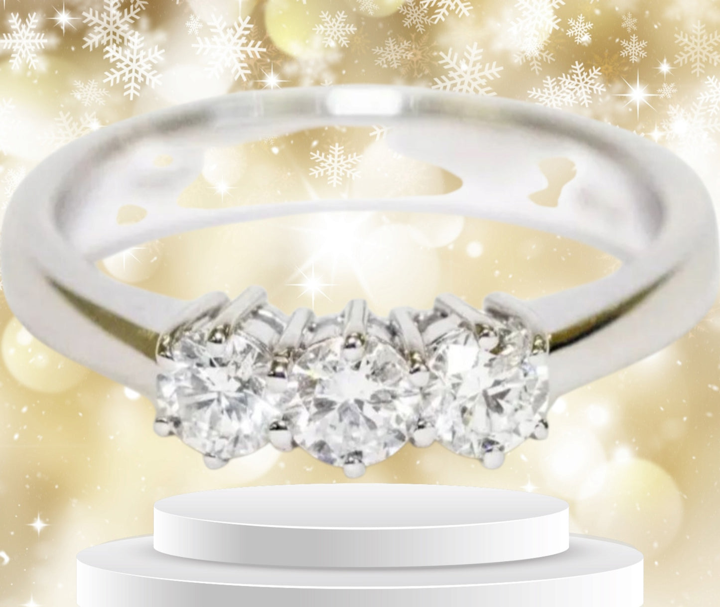 Anello trilogy , diamanti naturali 0.30ct certificato IGI D IF