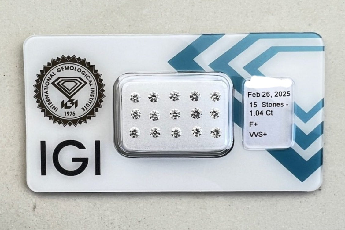 15 pezzi diamanti naturali certificato IGI 1.04ct
