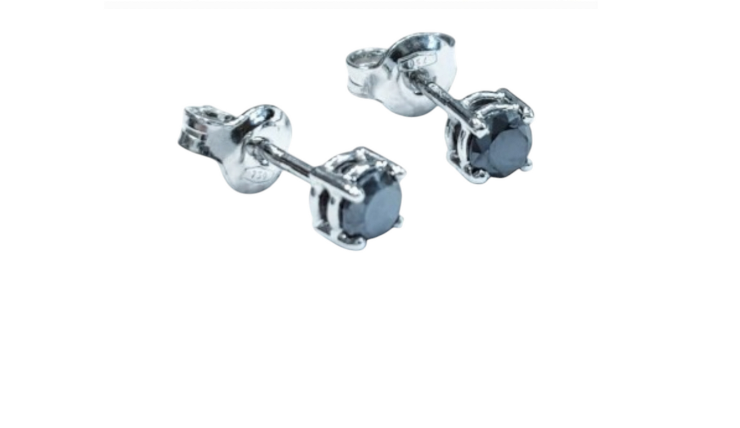Orecchini punto luce con diamanti naturali neri 0.50 ct