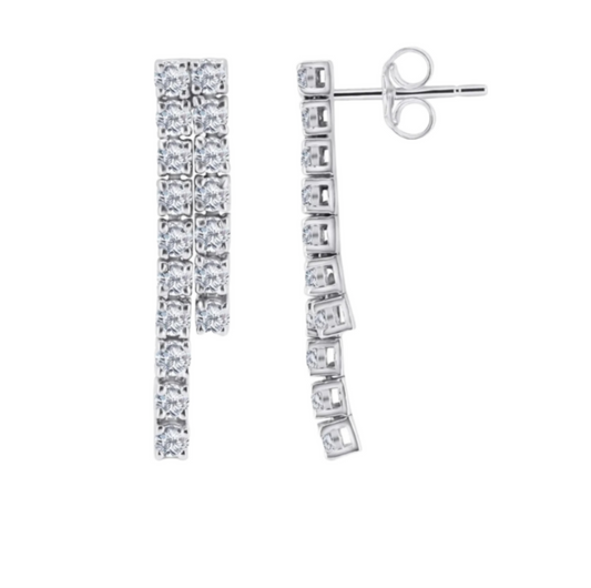 orecchini tennis in oro bianco 18k e 2 diamanti naturali 1,36ct