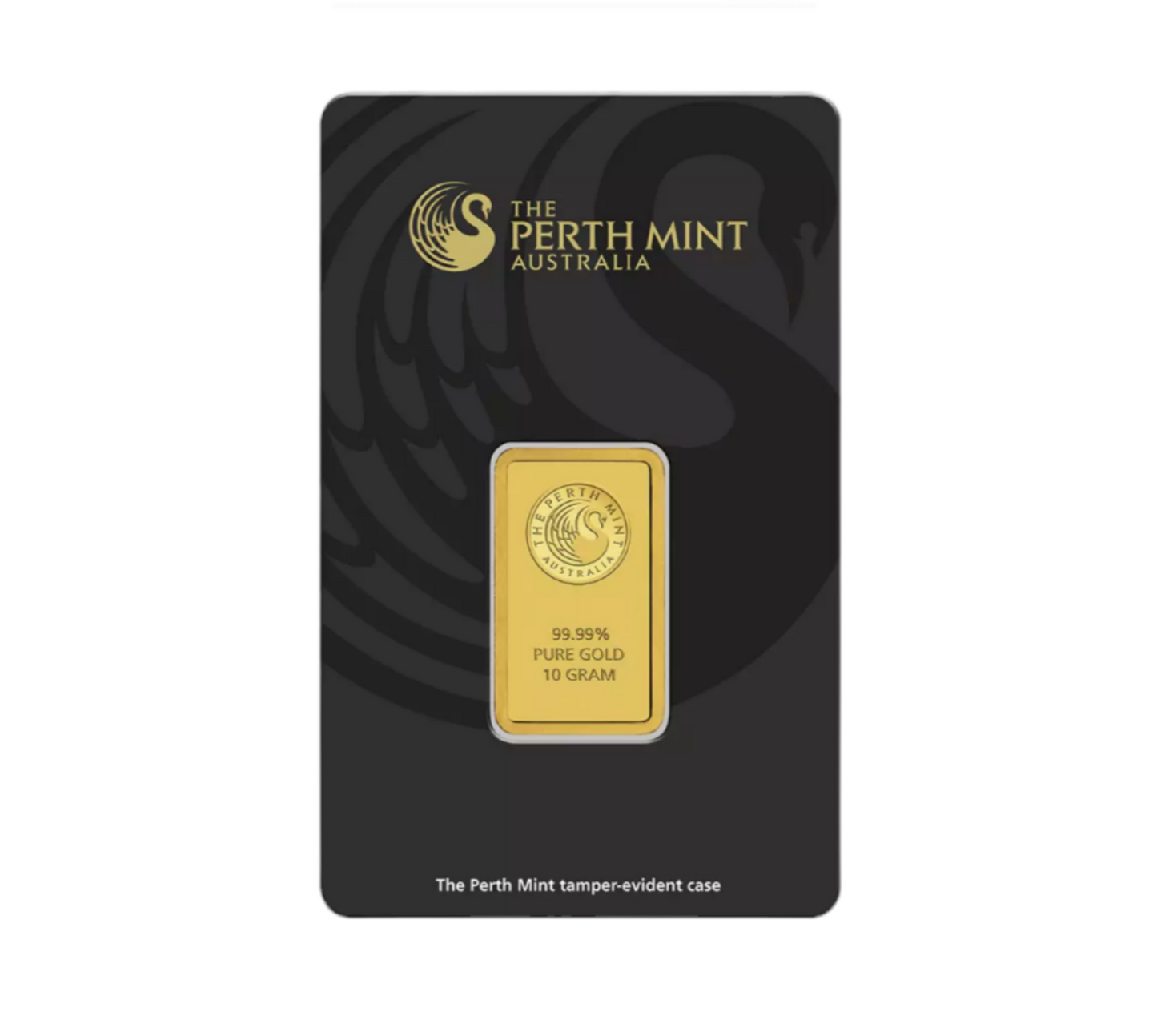 Lingote de oro puro de 24 k de 10 gramos (PAMP) y la Casa de la Moneda de Perth (Australia)