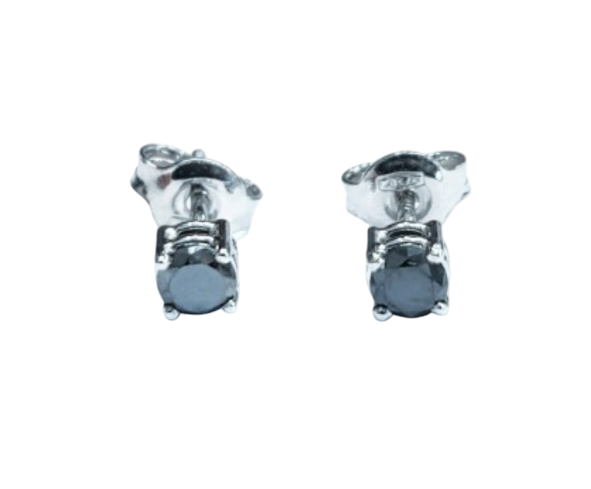 Orecchini punto luce con diamanti naturali neri 0.50 ct