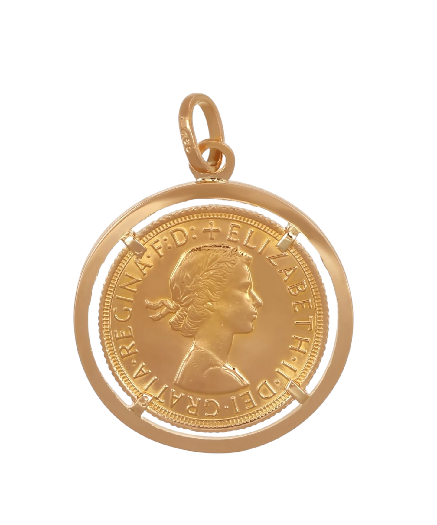 Ciondolo in oro con Sterlina ELIZABETHA II oro 22k incastonata