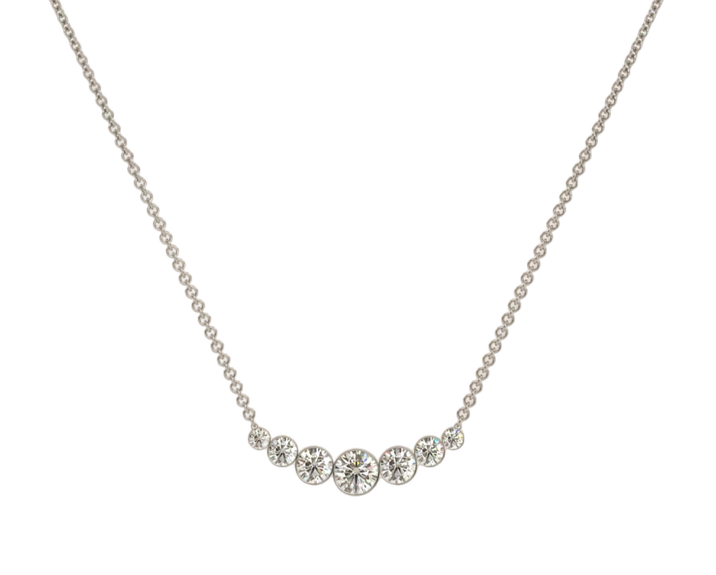 Collar de oro blanco con 7 diamantes naturales de 0,88 ct