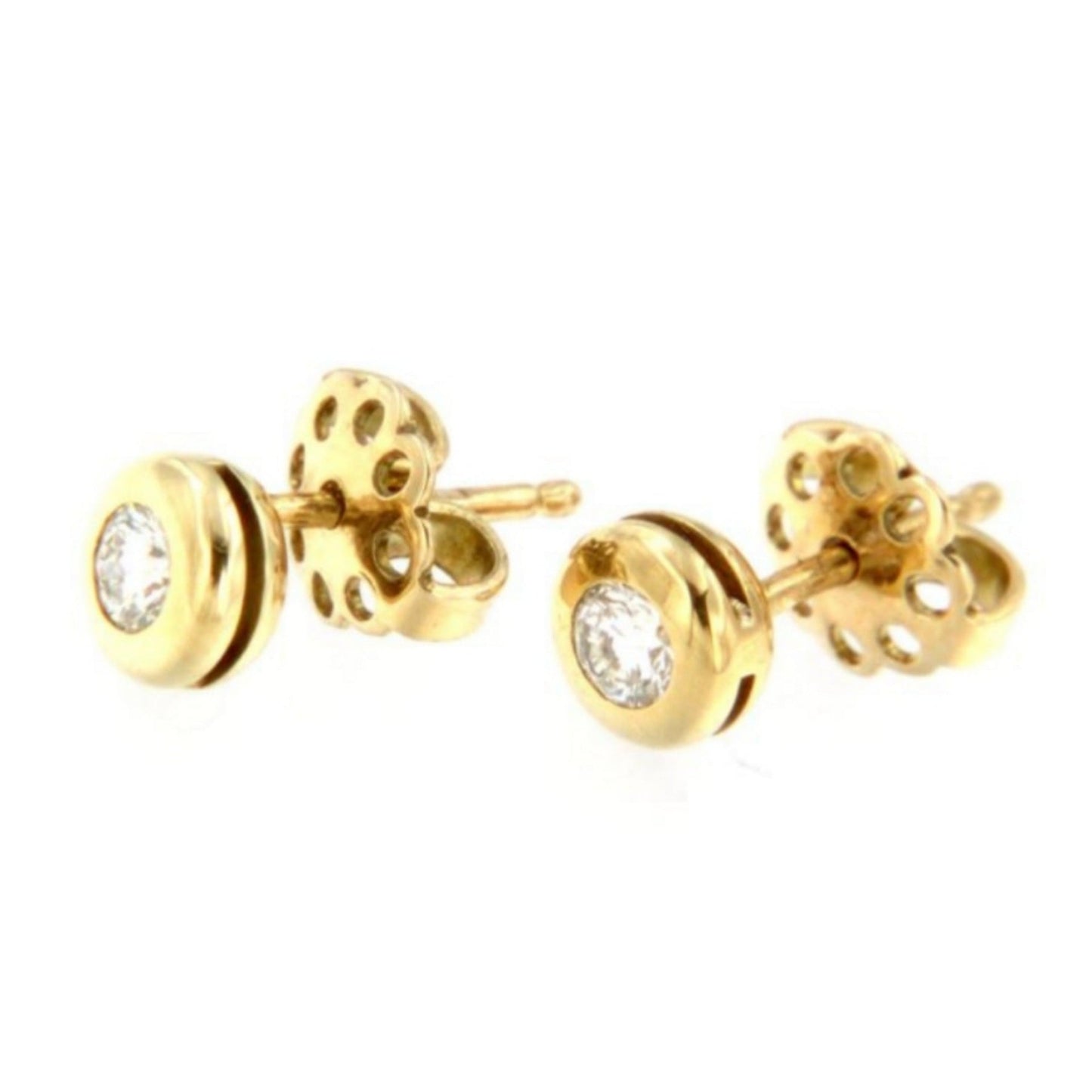 orecchini punto luce a cipollina in oro giallo 18k e 2  diamanti naturali 0,20ct