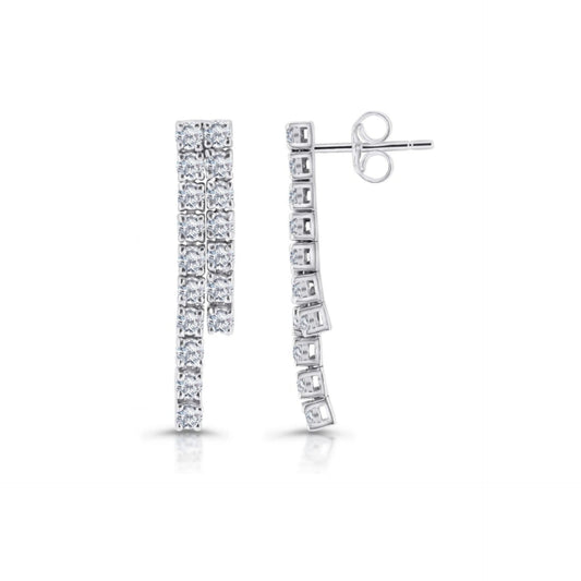 orecchini tennis in oro bianco 18k e 2 fila diamanti naturali 0,68ct