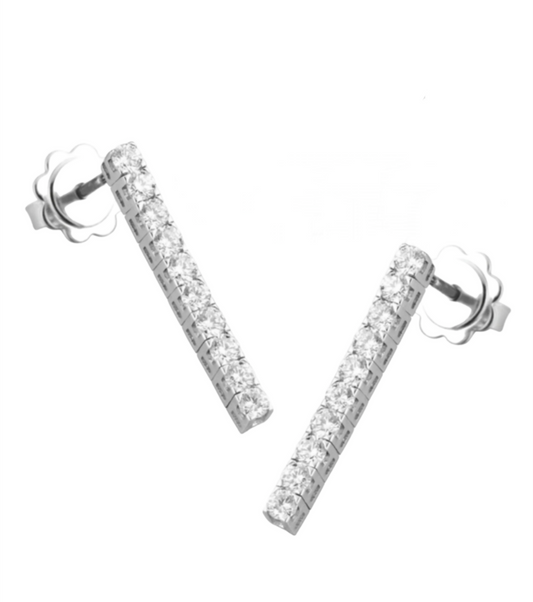 orecchini tennis in oro bianco 18k e 1 fila diamanti naturali 0,60ct