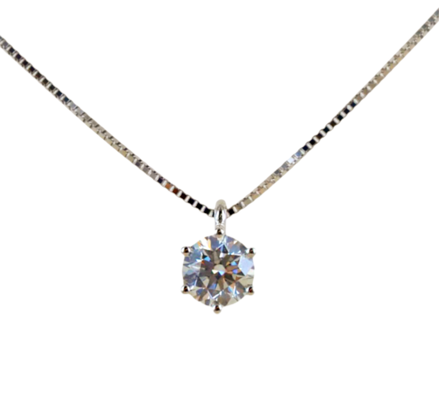 Collana punto luce certificato HRD in oro bianco con diamante naturale 0,60 ct D VVS1