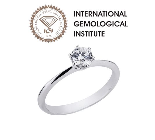 Solitärring mit natürlichem Diamanten 0,15 ct, zertifiziert IGI D IF