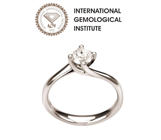 Solitärring mit natürlichem Diamanten 0,45 ct, zertifiziert IGI D IF