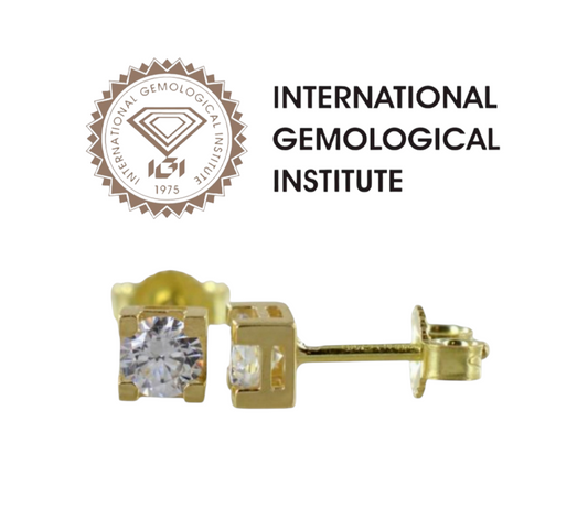 orecchini punto luce quadrato in oro giallo 18k e 2 diamanti naturali 0,90 ct