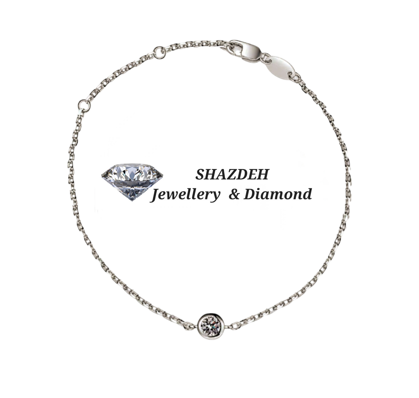 bracciale in oro bianco 18k e 1 diamante natural centrale 0,20ct