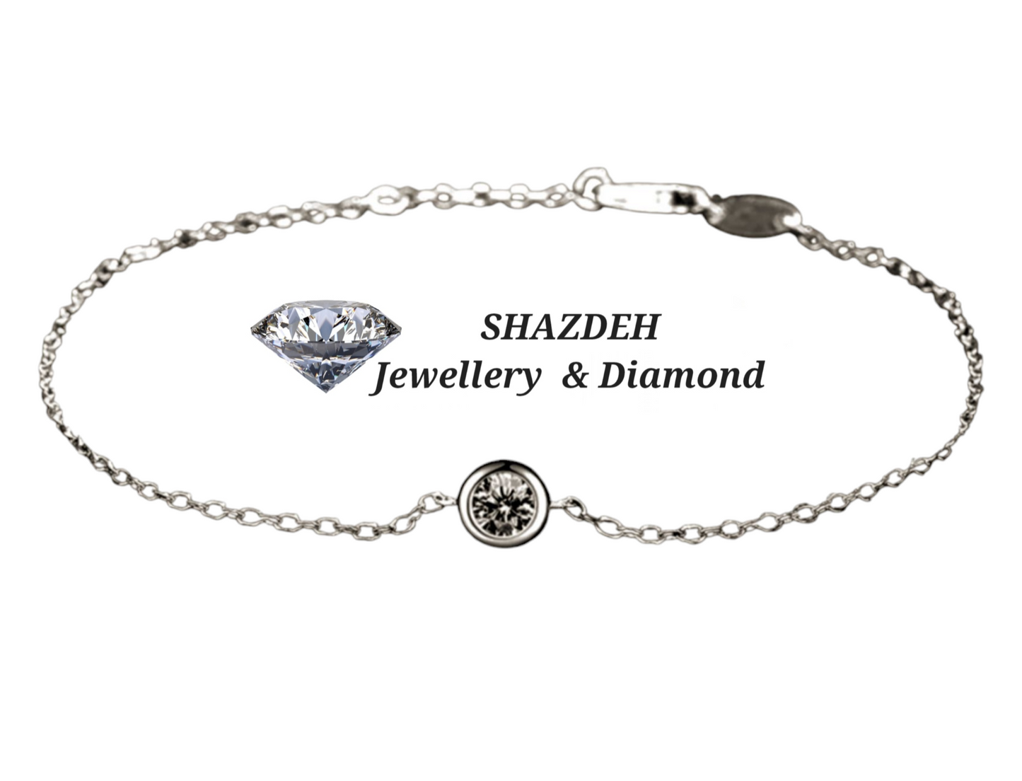 bracciale in oro bianco 18k e 1 diamante natural centrale 0,20ct