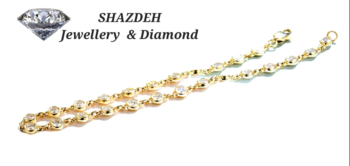 bracciale in oro giallo 18k e  25 diamanti naturali 2,50ct