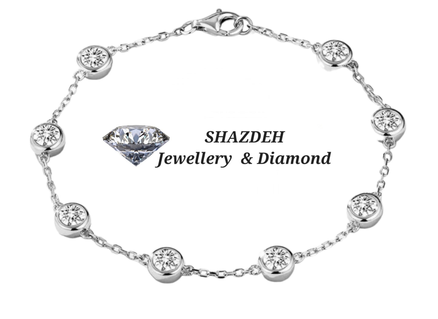 bracciale in oro bianco 18k e 8 diamanti naturali 0,80ct