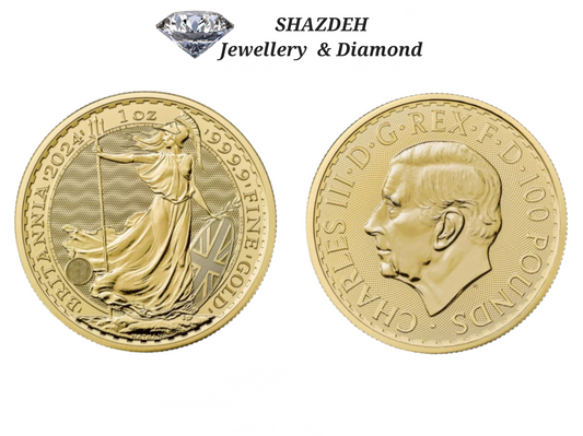 100 pounds sterline in oro 24k, re CARLO III, 1oz (31,10g)