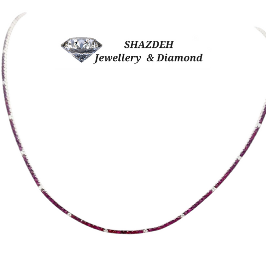 Collana tennis in oro bianco con rubino e diamante naturale 7.90 ct