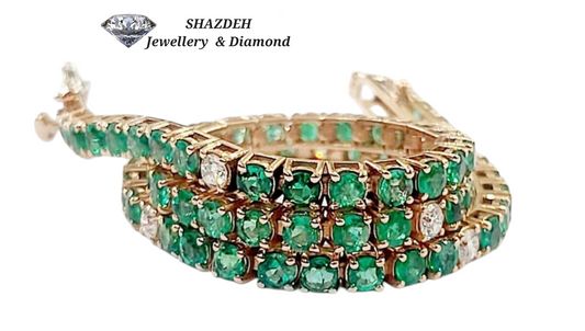 Bracciale tennis in oro con smeraldo e diamanti naturali 10.08 ct