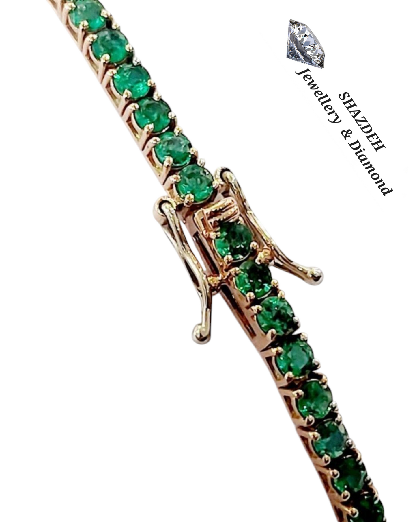 Bracciale tennis in oro con smeraldo e diamanti naturali 10.08 ct