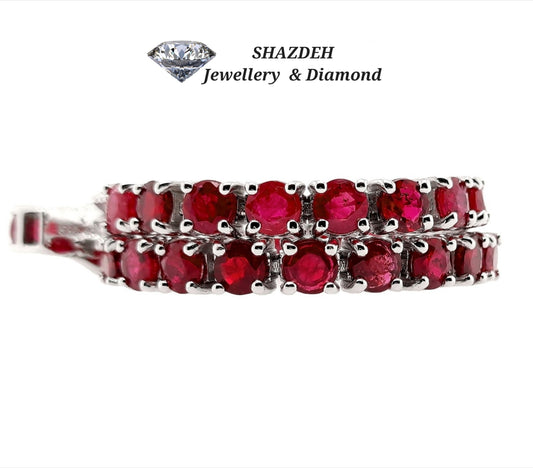 Bracciale tennis in oro bianco e rubino naturale 10.93 ct