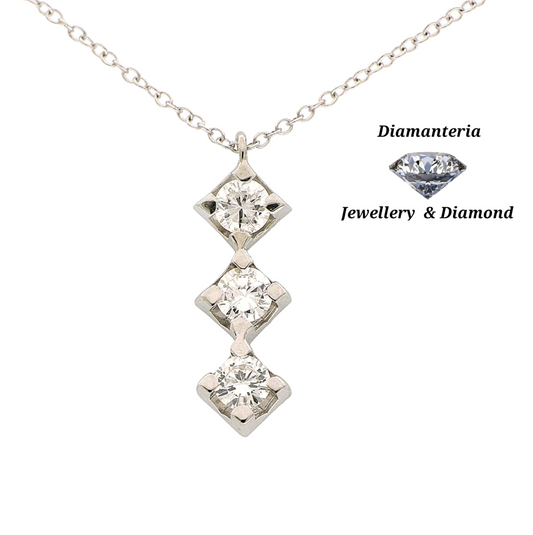 ciondolo trilogy in oro bianco 18k e 3 diamanti naturali 0,75ct
