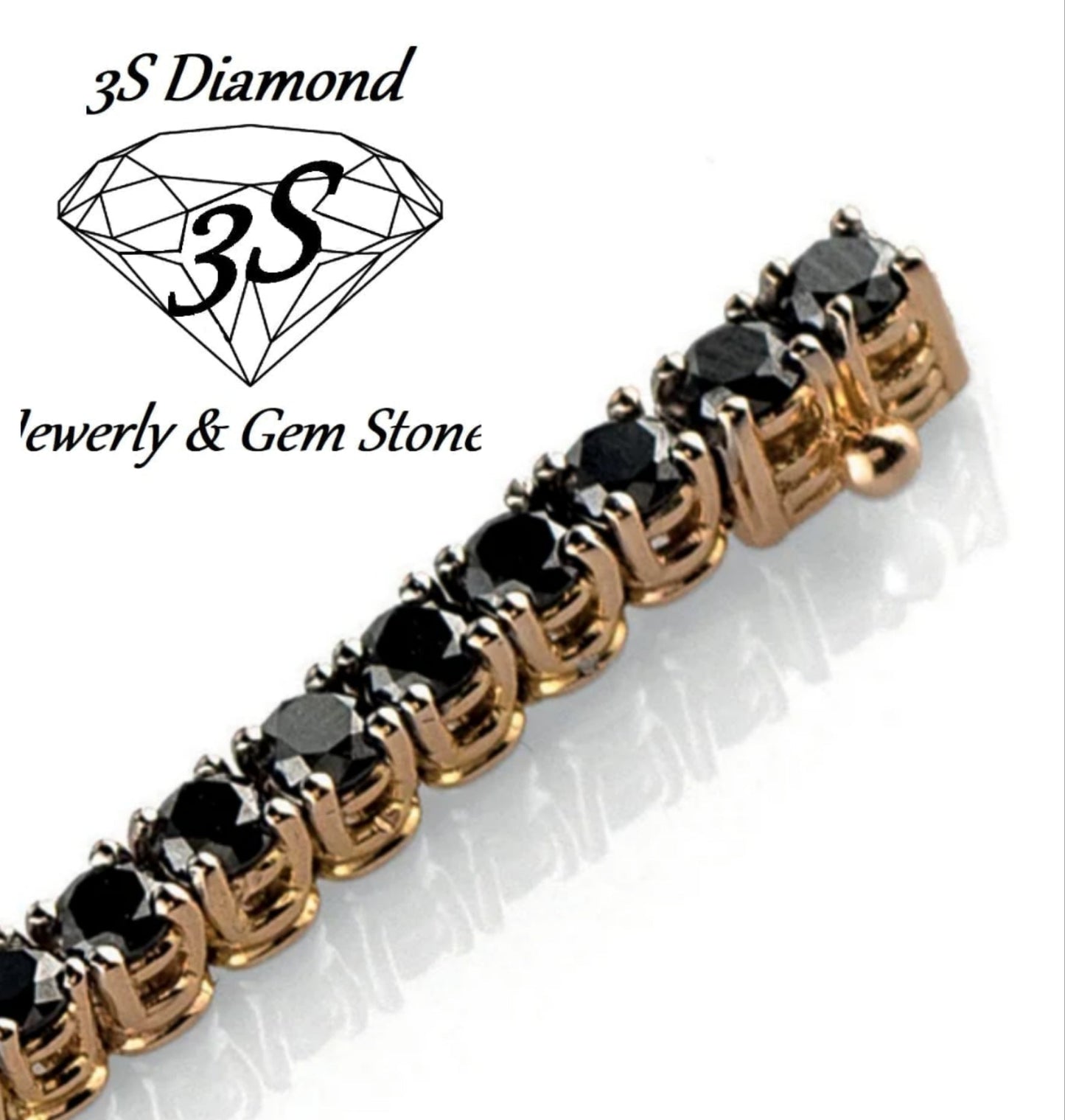 bracciale tennis in oro giallo 18k e diamanti naturali neri  4,00ct
